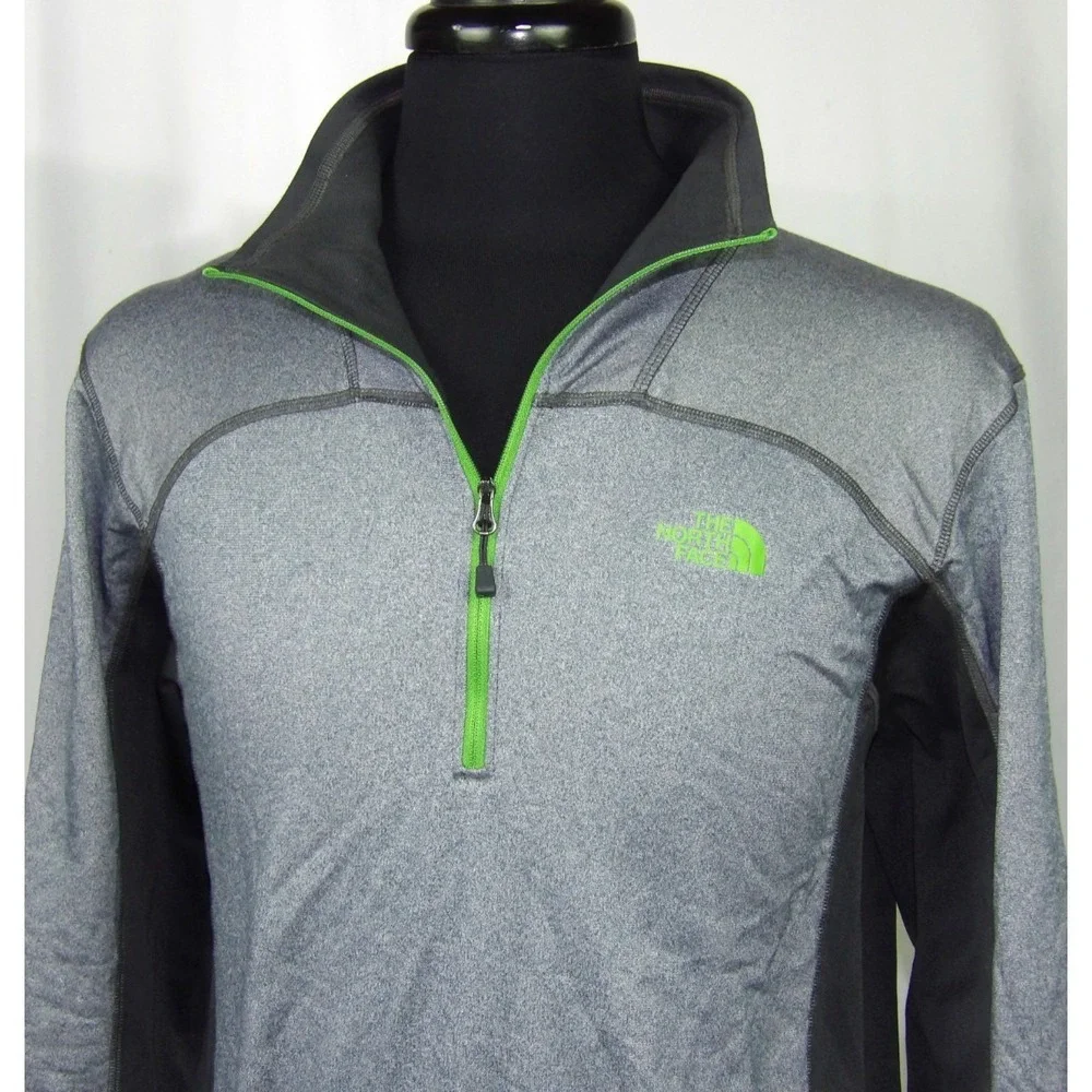 The North Face 100% Polyester Gray Pull Over 1/4 Zip Athletic Jacket Men's Large